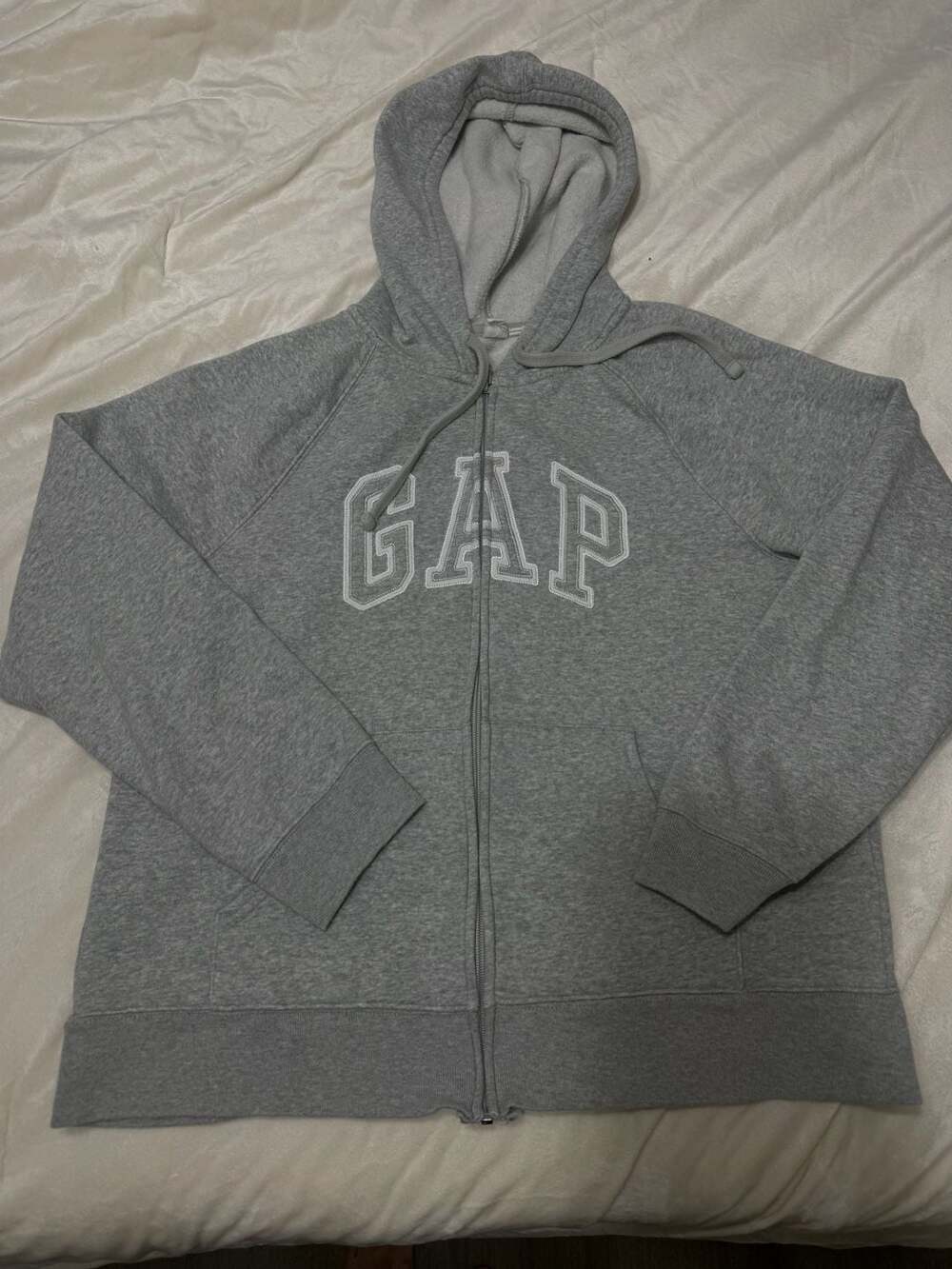 Gap Full Zip Hoodie Size L Gray Logo Sweatshirt Jacket
